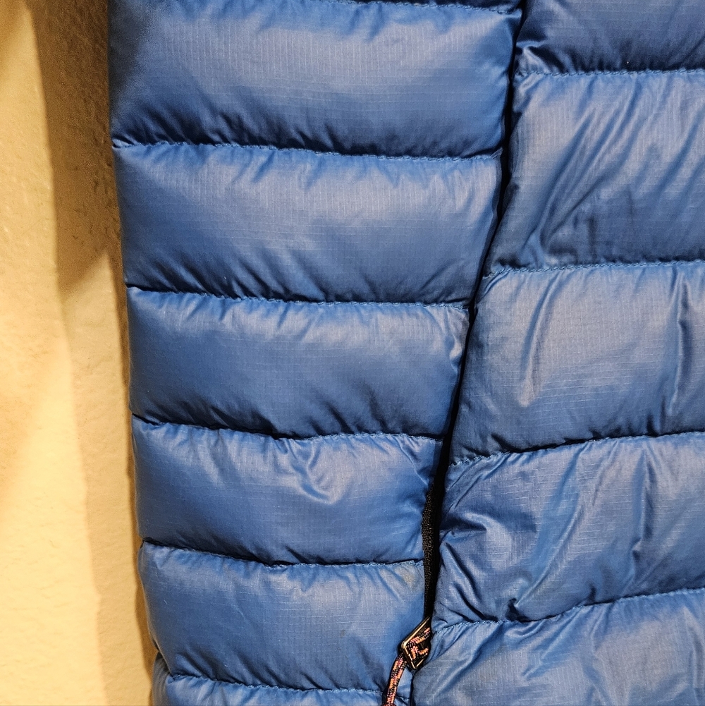 Patagonia Down Sweater Hoody Women’s L Blue Lightweight Puffer Jacket Hooded - Picture 5 of 13